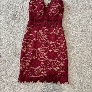 Elegant Lace Burgundy Dress